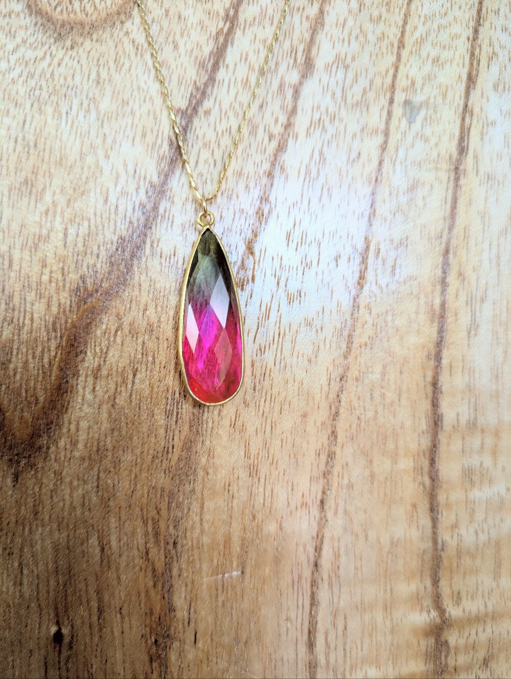 Artisan Made Watermelon Stone Necklace - Picture 4 of 16